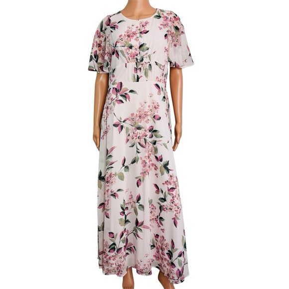 CALVIN KLEIN Floral Maxi Dress in Pink Size 4 - Picture 1 of 8